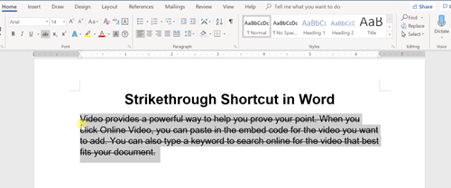 strikethrough word for mac